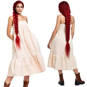 KIKA VARGAS Elegant Cream Empire Waist Sleeveless Embroidered Dress Sz 2X NWT